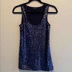 EXPRESS | Navy Sequin ✨ Front Tank Top-XS